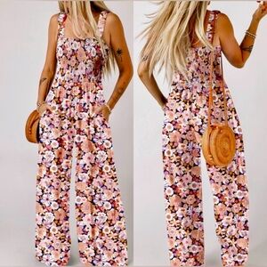 DOKOTOO Floral Print Sleeveless Jumpsuit